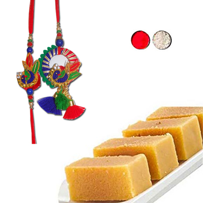 "Bhaiya Bhabi Rakhi - BBR-916 A, 500gms of Milk Mysore Pak - Click here to View more details about this Product